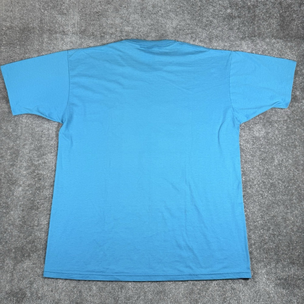 Vintage Jerzees T-Shirt XL Blue Short Sleeve Crew Neck Drive‎ A School Bus USA - Picture 2 of 7
